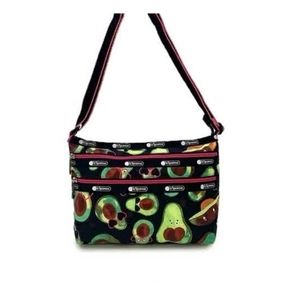 Lesportsac Authentic Quinn 3 Zip Crossbody  Bag Avocado Excellent Condition
